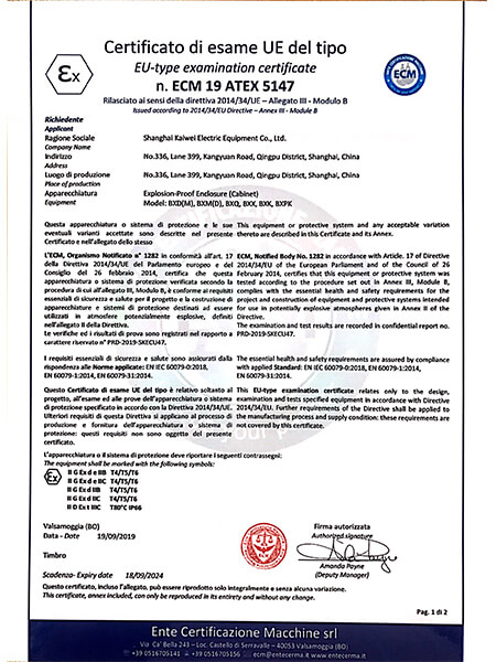 ATEX certificate